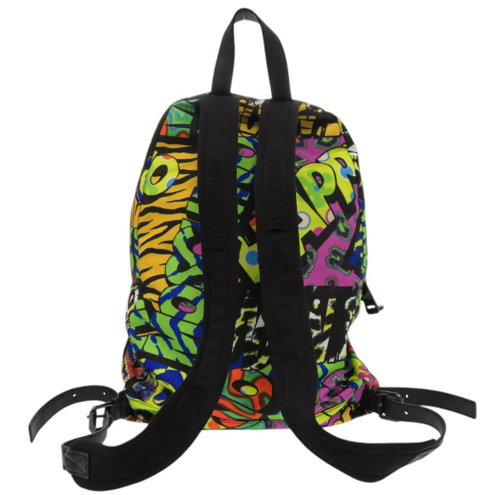 美品 モスキーノ 総柄 ロゴ プリント 花柄 アニマル柄 ハート マルチカラー リュック 1784【中古】MOSCHINO