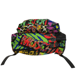 美品 モスキーノ 総柄 ロゴ プリント 花柄 アニマル柄 ハート マルチカラー リュック 1784【中古】MOSCHINO