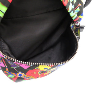 美品 モスキーノ 総柄 ロゴ プリント 花柄 アニマル柄 ハート マルチカラー リュック 1784【中古】MOSCHINO