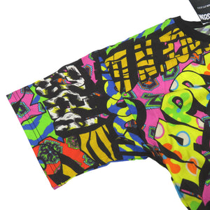 美品 モスキーノ 総柄 半袖Ｔシャツ ロゴプリント 花柄 アニマル柄 ハート柄 コットン マルチカラー 1785【中古】MOSCHINO