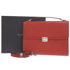 美品 バーバリー 2WAY レザー レッド ビジネスバッグ 赤 1797【中古】BURBERRY