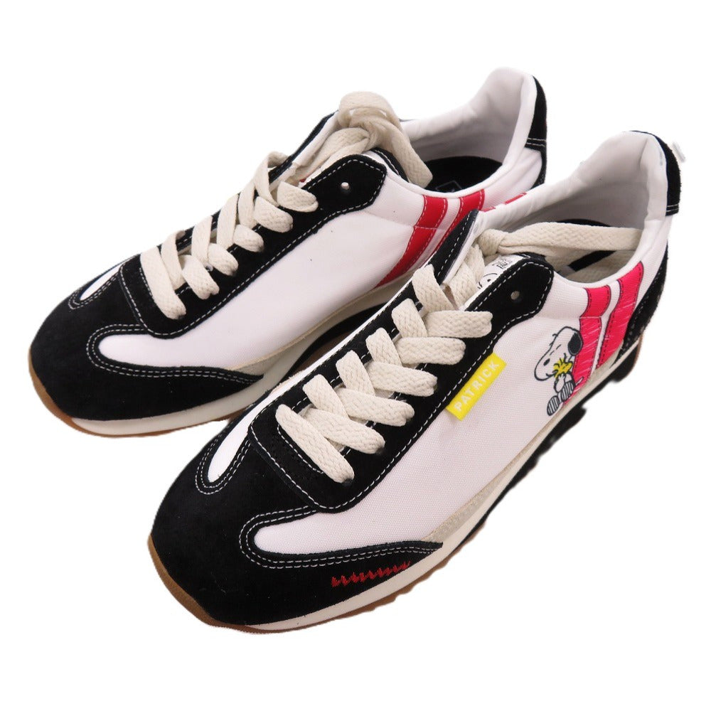 未使用品 パトリック SNOOPY-M スヌーピー マラソン 723001 ポリエステル ベロア ブラック 黒 スニーカー サイズ23cm 1799【中古】PATRICK