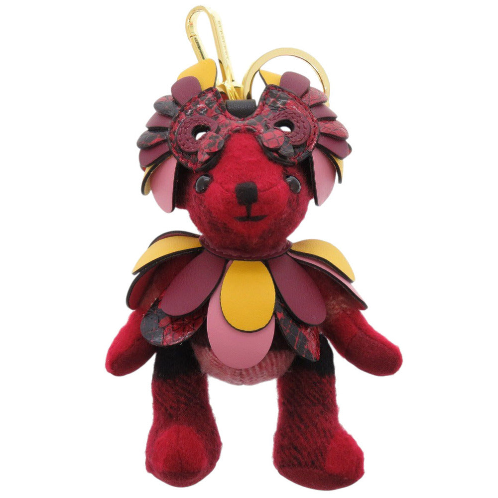 新品同様 バーバリー トーマスベア チャーム カシミヤ/レザー レッド キーホルダー 赤 1808【中古】BURBERRY