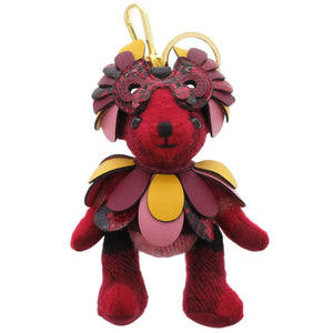 新品同様 バーバリー トーマスベア チャーム カシミヤ/レザー レッド キーホルダー 赤 1808【中古】BURBERRY