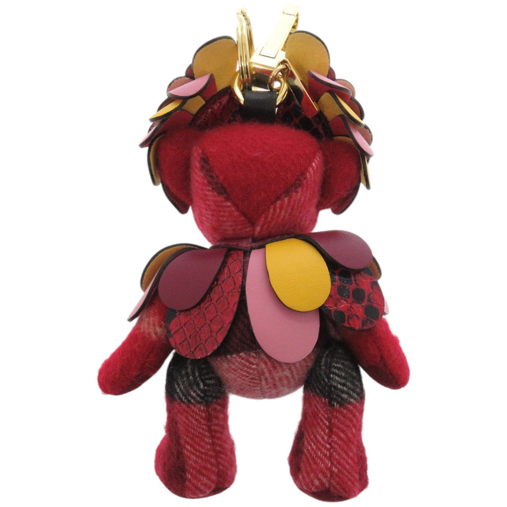 新品同様 バーバリー トーマスベア チャーム カシミヤ/レザー レッド キーホルダー 赤 1808【中古】BURBERRY