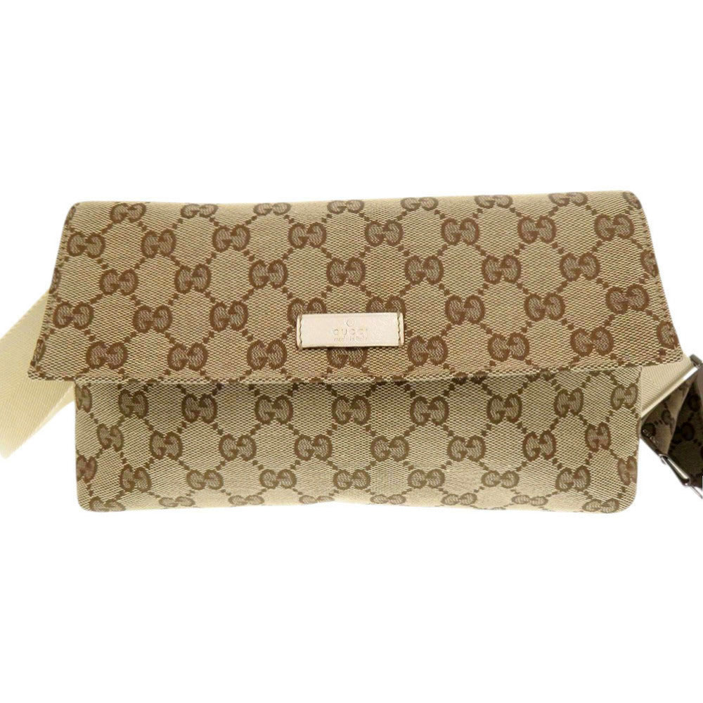 美品 グッチ GGキャンバス 146304 ベージュ ボディバッグ ウエストバッグ 1812【中古】GUCCI