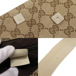 美品 グッチ GGキャンバス 146304 ベージュ ボディバッグ ウエストバッグ 1812【中古】GUCCI