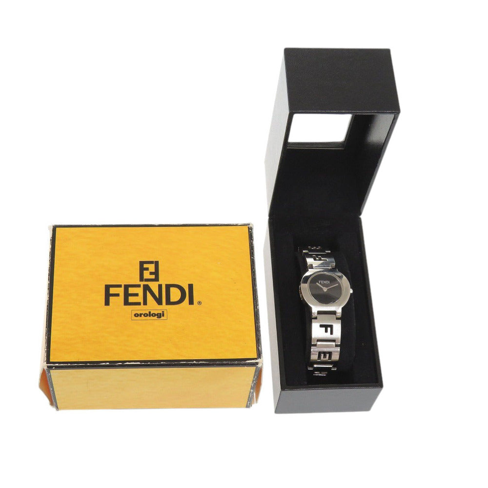 フェンディ 3050L SS ブラック シルバー クオーツ 腕時計 黒文字盤 1817【中古】FENDI