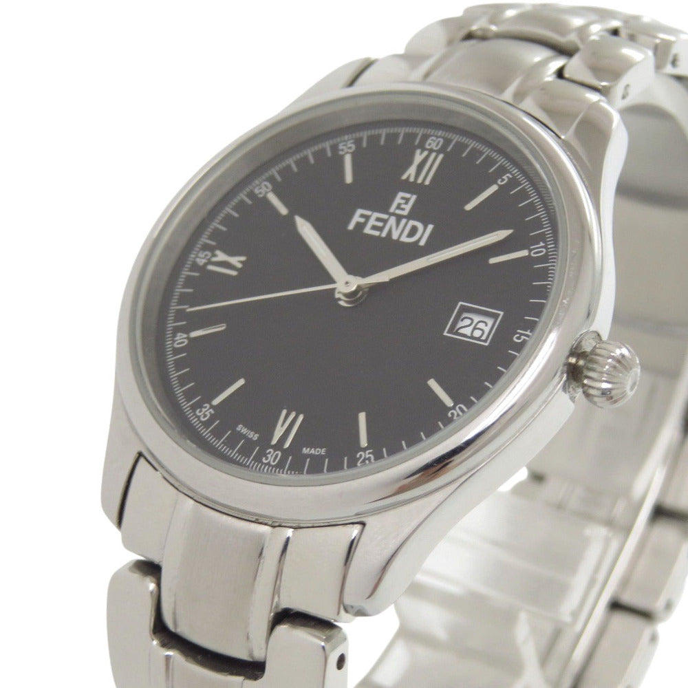 フェンディ 210G SS ブラック 黒文字盤 シルバー クオーツ 腕時計 1818【中古】FENDI