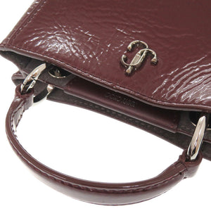美品 ジミーチュウ ヴァレンヌ パテントレザー ボルドー 2WAY ハンドバッグ ショルダーバッグ 0026【中古】JIMMY CHOO
