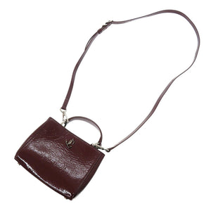 美品 ジミーチュウ ヴァレンヌ パテントレザー ボルドー 2WAY ハンドバッグ ショルダーバッグ 0026【中古】JIMMY CHOO