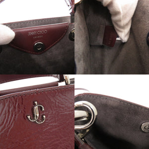 美品 ジミーチュウ ヴァレンヌ パテントレザー ボルドー 2WAY ハンドバッグ ショルダーバッグ 0026【中古】JIMMY CHOO