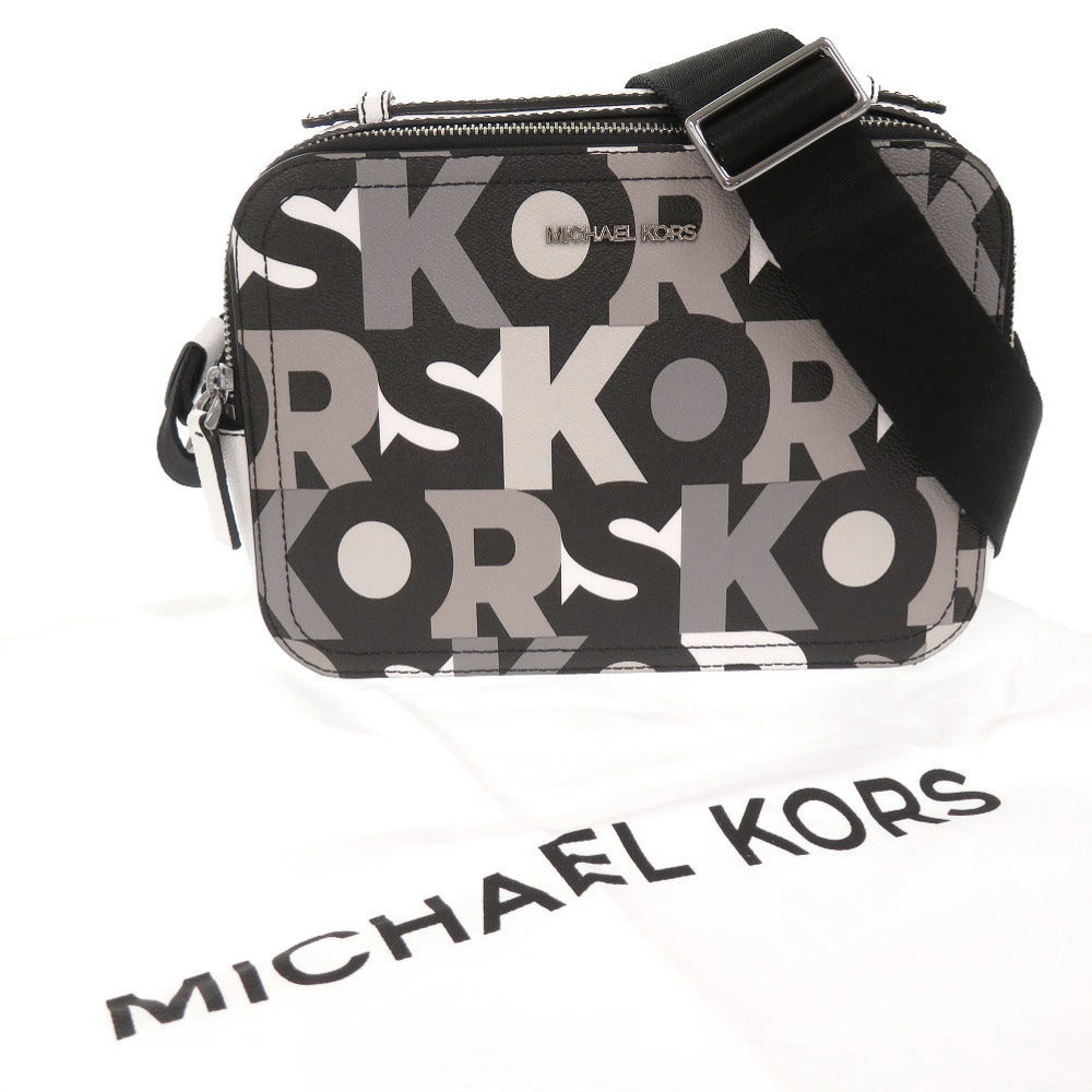 新品同様 マイケルコース PVC ホワイト ブラック グレー ショルダーバッグ 0027【中古】Michael Kors
