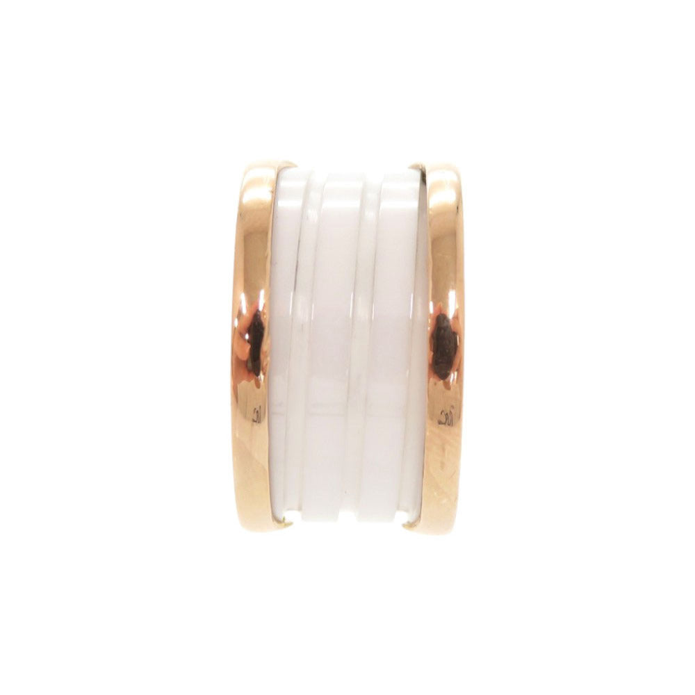 新品同様 ブルガリ B-ZERO1 4バンド K18PG ホワイトセラミック 750PG #52 ピングゴールド リング 指輪 ジュエリー 0037【中古】BVLGARI