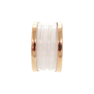 新品同様 ブルガリ B-ZERO1 4バンド K18PG ホワイトセラミック 750PG #52 ピングゴールド リング 指輪 ジュエリー 0037【中古】BVLGARI