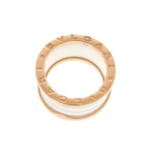 新品同様 ブルガリ B-ZERO1 4バンド K18PG ホワイトセラミック 750PG #52 ピングゴールド リング 指輪 ジュエリー 0037【中古】BVLGARI