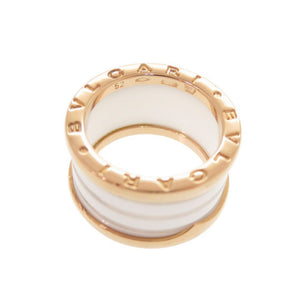 新品同様 ブルガリ B-ZERO1 4バンド K18PG ホワイトセラミック 750PG #52 ピングゴールド リング 指輪 ジュエリー 0037【中古】BVLGARI