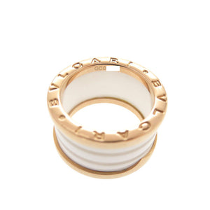 新品同様 ブルガリ B-ZERO1 4バンド K18PG ホワイトセラミック 750PG #52 ピングゴールド リング 指輪 ジュエリー 0037【中古】BVLGARI