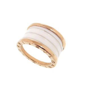 新品同様 ブルガリ B-ZERO1 4バンド K18PG ホワイトセラミック 750PG #52 ピングゴールド リング 指輪 ジュエリー 0037【中古】BVLGARI