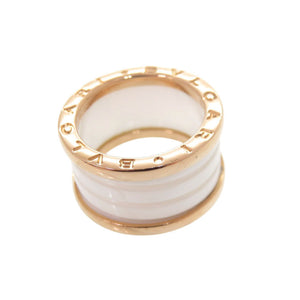 新品同様 ブルガリ B-ZERO1 4バンド K18PG ホワイトセラミック 750PG #52 ピングゴールド リング 指輪 ジュエリー 0037【中古】BVLGARI