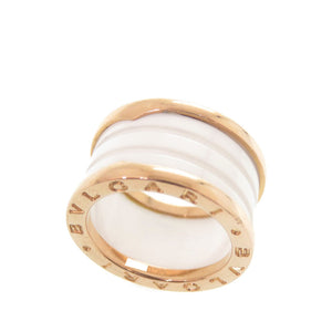 新品同様 ブルガリ B-ZERO1 4バンド K18PG ホワイトセラミック 750PG #52 ピングゴールド リング 指輪 ジュエリー 0037【中古】BVLGARI