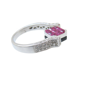 美品 ルビー1.16ct / ダイヤ0.32ct K18WG リング 約12号 指輪 ホワイトゴールド/ダイヤモンド / オニキス 12号 ジュエリー 0039【中古】レディース
