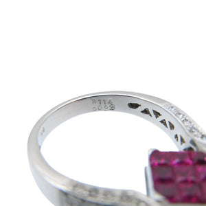 美品 ルビー1.16ct / ダイヤ0.32ct K18WG リング 約12号 指輪 ホワイトゴールド/ダイヤモンド / オニキス 12号 ジュエリー 0039【中古】レディース