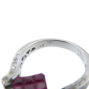 美品 ルビー1.16ct / ダイヤ0.32ct K18WG リング 約12号 指輪 ホワイトゴールド/ダイヤモンド / オニキス 12号 ジュエリー 0039【中古】レディース