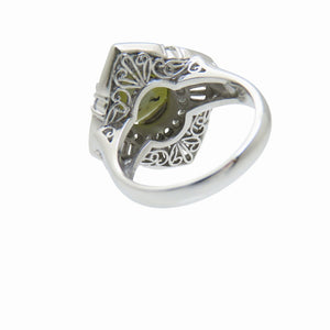 美品 クリソベル キャツアイ 5.09ct / バケットダイヤ 1.36ct Pt900 リング 約9.5号 指輪 ダイヤモンド ジュエリー 0043【中古】レディース