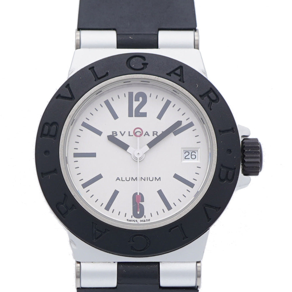 美品 ブルガリ アルミニウム デイト AL29TA クオーツ 腕時計 アルミ/ラバー シルバー 0047【中古】BVLGARI レディース