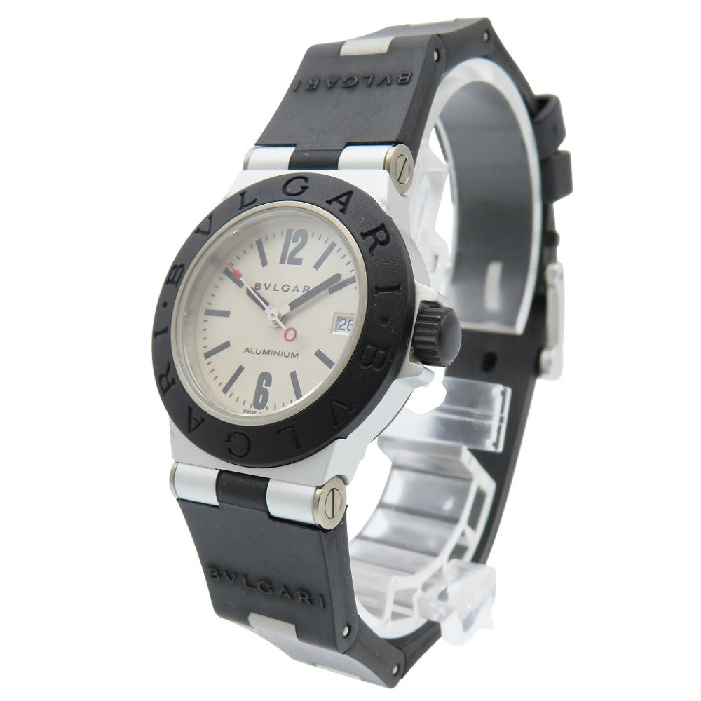 美品 ブルガリ アルミニウム デイト AL29TA クオーツ 腕時計 アルミ/ラバー シルバー 0047【中古】BVLGARI レディース