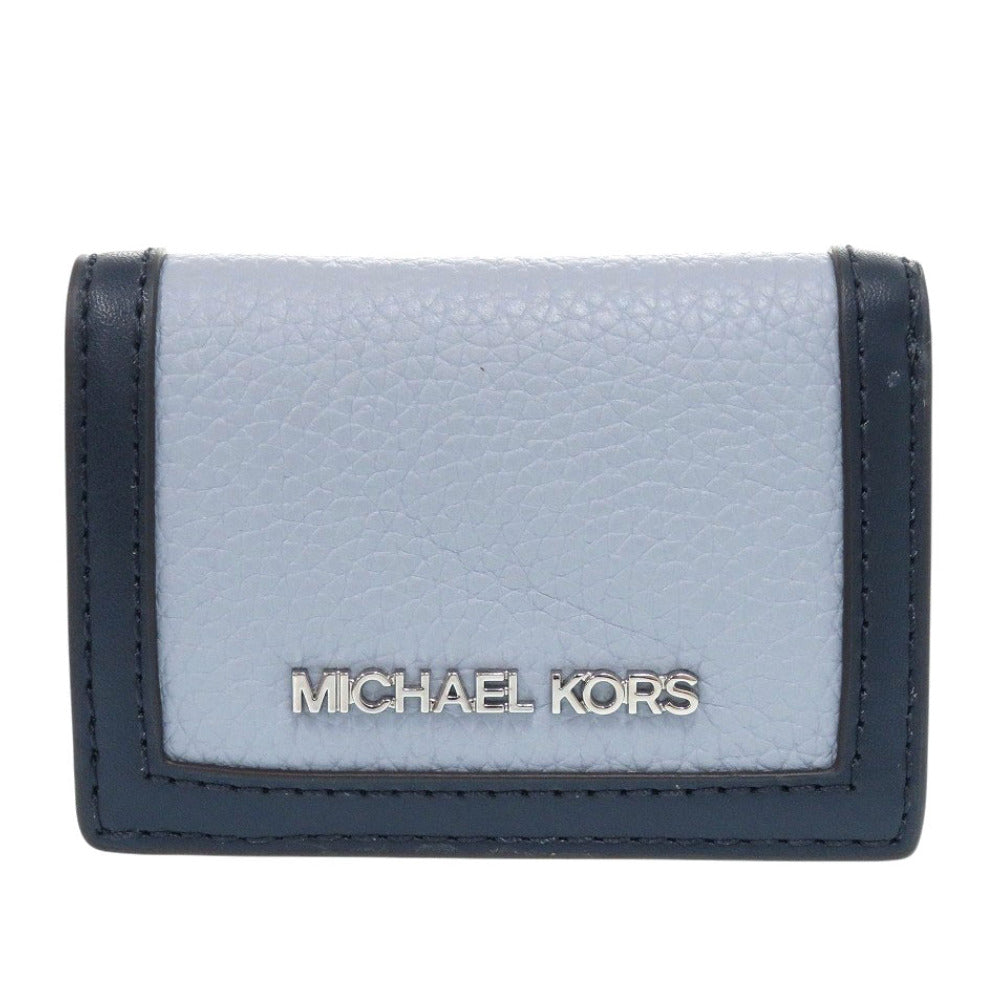 未使用 マイケルコース JET SET TRAVEL レザー ブルー 三つ折り財布 水色 青 0058【中古】Michael Kors