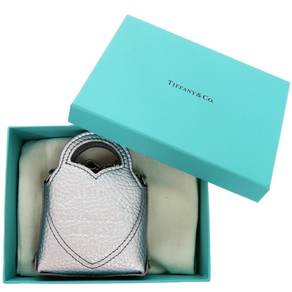 新品同様 ティファニー リターントゥティファニー トートバッグ レザー シルバー 銀 マイクロトート 0059【中古】TIFFANY&Co.