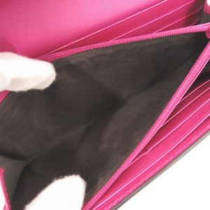 美品 グッチ マイクログッチシマ 253405 エナメル ピンク 長財布 0062【中古】GUCCI