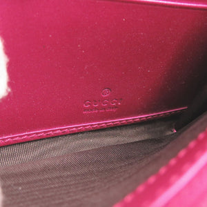 美品 グッチ マイクログッチシマ 253405 エナメル ピンク 長財布 0062【中古】GUCCI