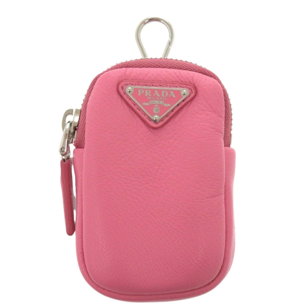 美品 プラダ レザー ピンク ミニ ポーチ 0063【中古】PRADA