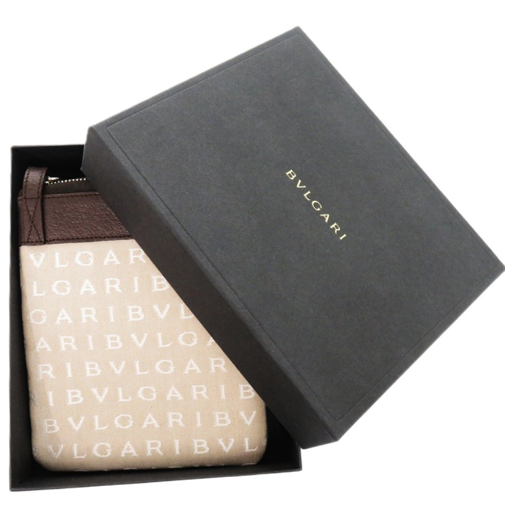 美品 ブルガリ GCEGEA ロゴマニア 22588 レザー キャンバス ベージュ 茶 ショルダーバッグ 0068【中古】BVLGARI