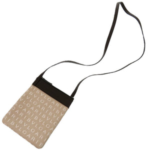 美品 ブルガリ GCEGEA ロゴマニア 22588 レザー キャンバス ベージュ 茶 ショルダーバッグ 0068【中古】BVLGARI