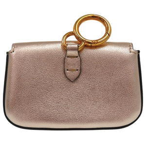 美品 フェンディ ナノバゲットチャーム チェーンショルダー ポーチ ミニポシェット メタリック レザー ピンクゴールド 0070【中古】FENDI