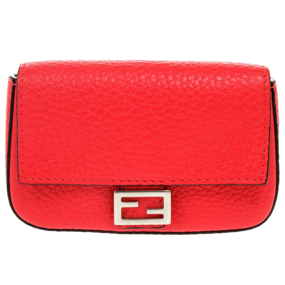 美品 フェンディ マイクロバケット ７AR763 レザー レッド シルバー金具 コインケース カードケース 赤 0071 【中古】 FENDI