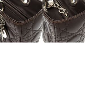 クリスチャンディオール レディディオール カナージュ レザー ダークブラウン 2WAY ハンドバッグ ショルダーバッグ 0081【中古】Christian Dior