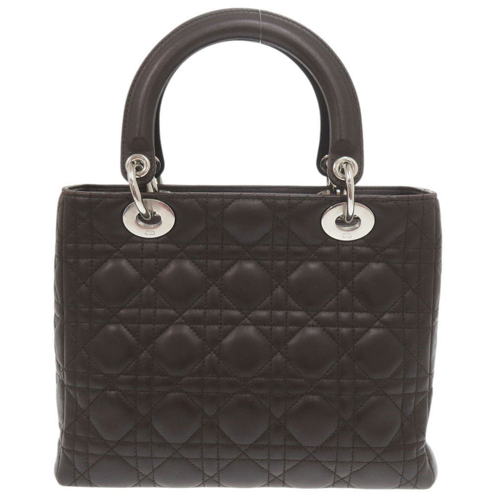 クリスチャンディオール レディディオール カナージュ レザー ダークブラウン 2WAY ハンドバッグ ショルダーバッグ 0081【中古】Christian Dior