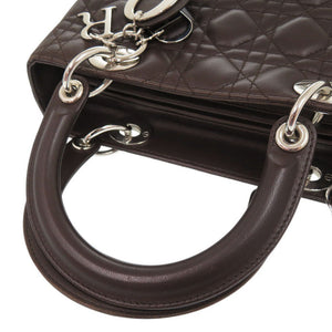 クリスチャンディオール レディディオール カナージュ レザー ダークブラウン 2WAY ハンドバッグ ショルダーバッグ 0081【中古】Christian Dior