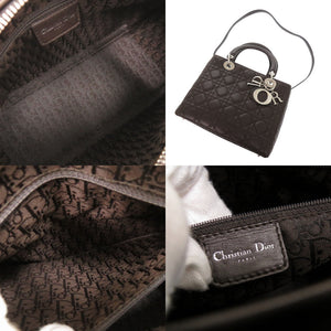 クリスチャンディオール レディディオール カナージュ レザー ダークブラウン 2WAY ハンドバッグ ショルダーバッグ 0081【中古】Christian Dior