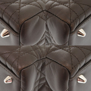 クリスチャンディオール レディディオール カナージュ レザー ダークブラウン 2WAY ハンドバッグ ショルダーバッグ 0081【中古】Christian Dior