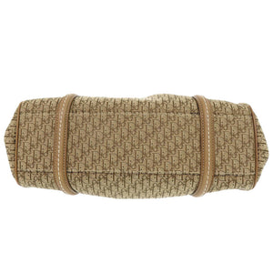 クリスチャンディオール トロッター キャンバス レザー ベージュ ブラウン アイボリー ハンドバッグ 0092【中古】Christian Dior