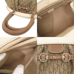 クリスチャンディオール トロッター キャンバス レザー ベージュ ブラウン アイボリー ハンドバッグ 0092【中古】Christian Dior