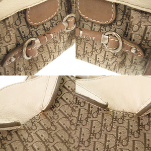 クリスチャンディオール トロッター キャンバス レザー ベージュ ブラウン アイボリー ハンドバッグ 0092【中古】Christian Dior