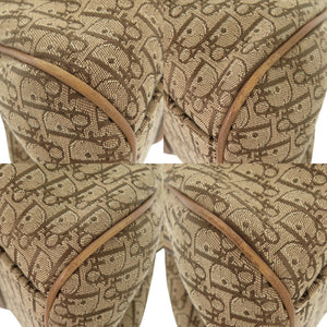 クリスチャンディオール トロッター キャンバス レザー ベージュ ブラウン アイボリー ハンドバッグ 0092【中古】Christian Dior