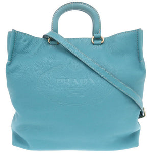 プラダ BR4617 レザー ブルー系 2WAY トートバッグ ショルダーバッグ 0099【中古】PRADA